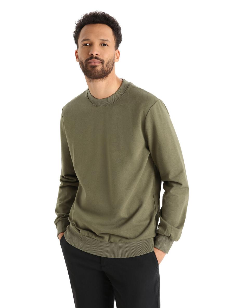 Icebreaker Merino Central II Long Sleeve Sweatshirt Férfi Kapucnis Pulóver Olivazöld | HU 1276FDNM